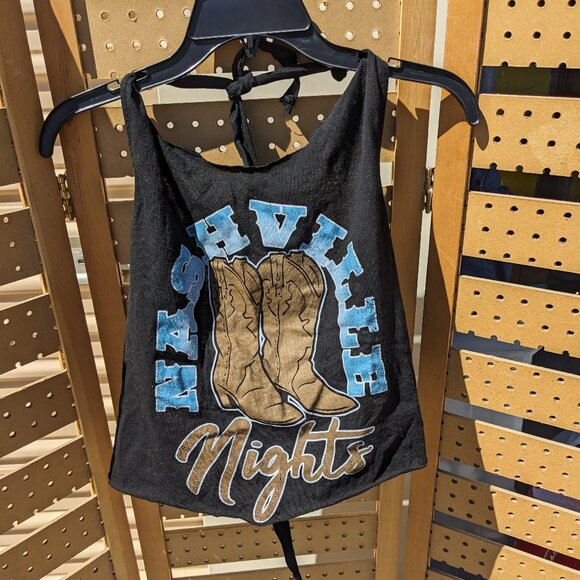 Tops - Nashville Nights Tie Halter Top OS